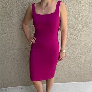 Sincerely Jules Fuchsia Scoop Neck Midi Dress
